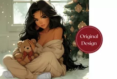 Cute Girl Tumbler Wrap Design, Christmas Tree Tumbler Design Product Image 2