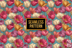 Colorful Tulips Flowers Pattern Digital Paper Product Image 2