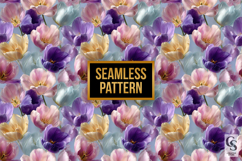 Colorful Tulip Flower Digital Paper Pattern Product Image 2