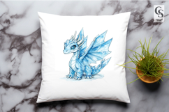 Watercolor Crystal Ice Dragon Clipart Sublimation PNG Product Image 2