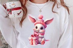 Cute Pink Christmas Animals Clipart Sublimation Product Image 2