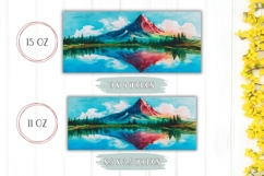 Watercolor Lake Mug Wrap Design, Mountain Mug Template Product Image 2