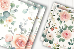 Watercolor Rose Floral Digital Paper Product Image 2