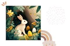 Easter Bunny Pillow case, Easter Eggs Pillow Sublimation Product Image 2