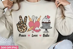 Peace, Love, Bake PNG, Kitchen Quotes Clipart PNG Product Image 3