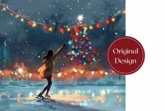 Christmas Tree Tumbler Wrap, Figure Skating Tumbler Design Product Image 2