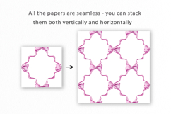 Pink Ribbon Bow Seamless Pattern, Digital Paper Product Image 2