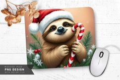 Sloth with Holly Leaves and Berries Mouse Pad Sublimation Product Image 1