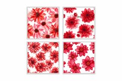 Watercolor Red Dahlia Flower Digital Papers Product Image 2