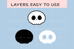 Cute Kawaii Skull Clipart Bundle SVG PNG EPS Layered Files f Product Image 2