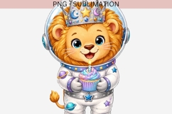 Space Lion Birthday PNG | Cute Astronaut Lion Clipart Product Image 3