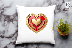 Gold Red Heart Emblem Clipart Sublimation PNG Product Image 3