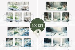 Watercolor Christmas Mug Wrap, Winter Forest Mug Template Product Image 2