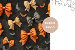 Halloween Bows Backgrounds, Halloween Bats Digital Paper PNG Product Image 2
