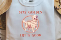 Retro Dog Breeds Quotes Stay golden life is good PNG Product Image 2