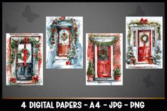 4 Christmas Front Door Digital Papers I Junk Journal Product Image 2