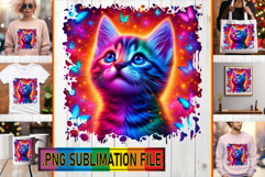 Playful TOTE BAG Art PNG, Cat Product Image 1