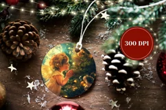Christmas Angel Ornament, Christmas Night Round Ornament Product Image 2
