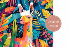 Cute Lama Tumbler Design, Colorful Tropical Leaves Tumbler Product Image 2