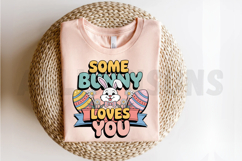 Retro Easter Bunny Graphic With Eggs And Floral Elements Product Image 2