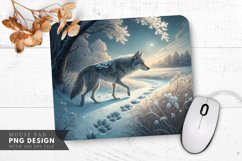 Frost Wolf in Snowy Meadow Mouse Pad PNG Design Product Image 1
