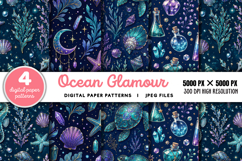 Ocean Glamour Seamless Digital Paper JPG Product Image 1