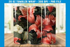 Amaryllis Flower Tumbler Wrap | Flower Tumbler Sublimation Product Image 2
