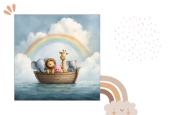 Watercolor Rainbow Pillow Print, Baby Animals Pillow Case Product Image 2