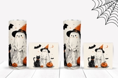 Doodle Halloween Ghost Tumbler, Halloween Cat Tumbler Wrap Product Image 2