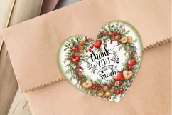 12 Christmas Heart Stickers|Printable cutting PNG Product Image 4