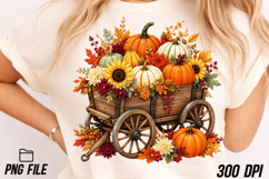 Autumn Pumpkin Wagon Floral PNG Product Image 2