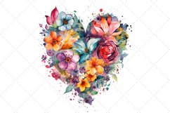 Colorful Floral Heart Sublimation Watercolor Clipart Product Image 2