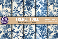 French Toile Digital Paper Bundle PNG Product Image 3