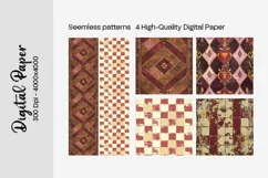 Burgundy Digital Papers | Floral Digital paper Product Image 1