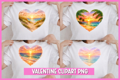 Heart Shaped Beach Watercolor Clipart I Valentine Watercolor Product Image 1