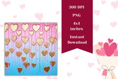 Valentine Square Coasters, Golden Love Heart Square Coaster Product Image 2
