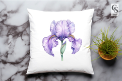 Purple Iris Flower Botanical Clipart Sublimation PNG Product Image 3