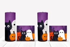 Cute Halloween Tumbler, Cartoon Cat Tumbler Sublimation Product Image 2