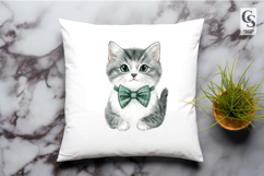 Watercolor Bow Tie Cat Clipart Sublimation PNG Product Image 2