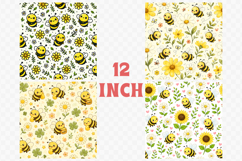 4 Spring Bees Digital Paper | Cute bee Seamless pattern Product Image 2