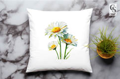 Watercolor Daisy and Rose Floral Clipart Sublimation PNG Product Image 3