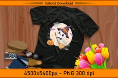 Cute Ghost Witch Flying on Broom Halloween Sublimation PNG Product Image 2