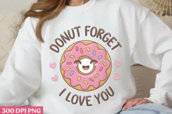 Donut Forget I Love You PNG, Valentine Puns Sublimation PNG Product Image 2