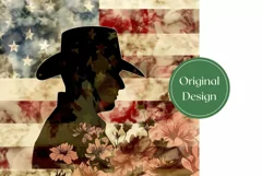 American Flag Tumbler Design, Cowboy Sublimation PNG Product Image 2