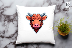 Cute Highland Cow Face Sticker Sublimation SVG PNG Product Image 3