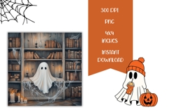 Gothic Halloween Square Coasters, Halloween Ghost Coasters Product Image 2