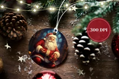 Santa Claus Round Ornament, Santa Claus Gift Tag Design Product Image 2