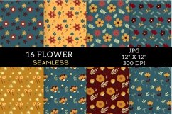 Flowers Digital Paper, Flowers Seamless Pattern, Scrapbook Product Image 2