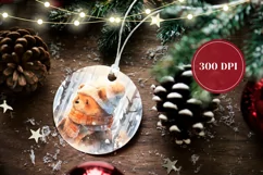 Watercolor Christmas Ornament, Christmas Bear Ornament PNG Product Image 2