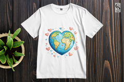 Colorful Heart Shaped Earth Map Clipart Sublimation PNG Product Image 2